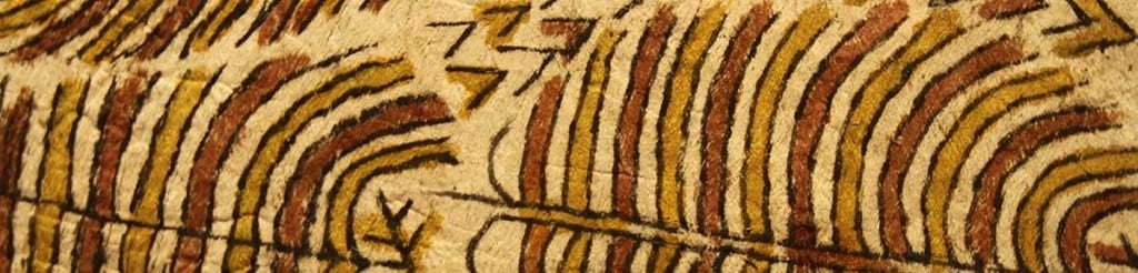 Ausstellung im Museum Fünf Kontinente Muenchen - Muster eines der Kunstwerke der Sonderausstellung unter dem Vulkan