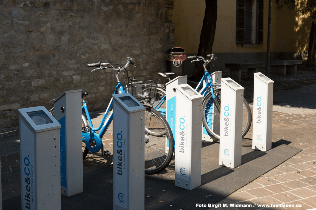 in Como stehen viele Stationen für Bike & Co zur Verfüging