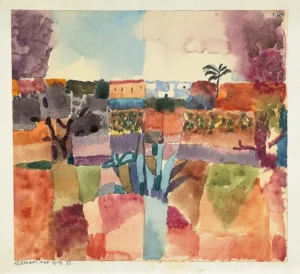 Schloßmuseum Murnau - Paul Klee Hamammet 1914 Bleistieft und Aquarell Büttenpapeir auf Karton.