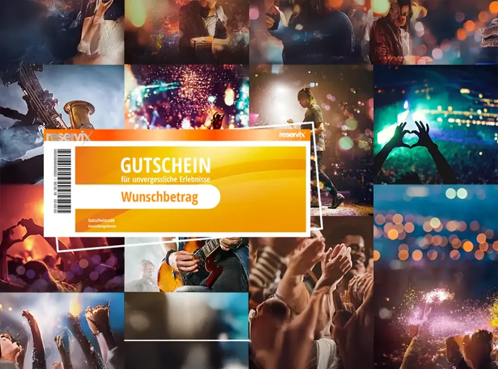 Gutschein reservix mit Bildern von konzerten